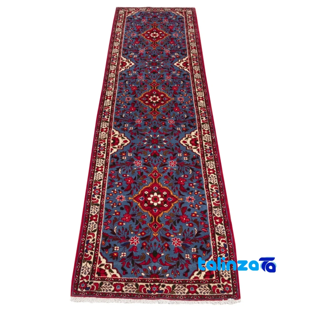 Si Persia Handwoven Runner Rug Elegant Blue - Detail view showing pile texture close-up