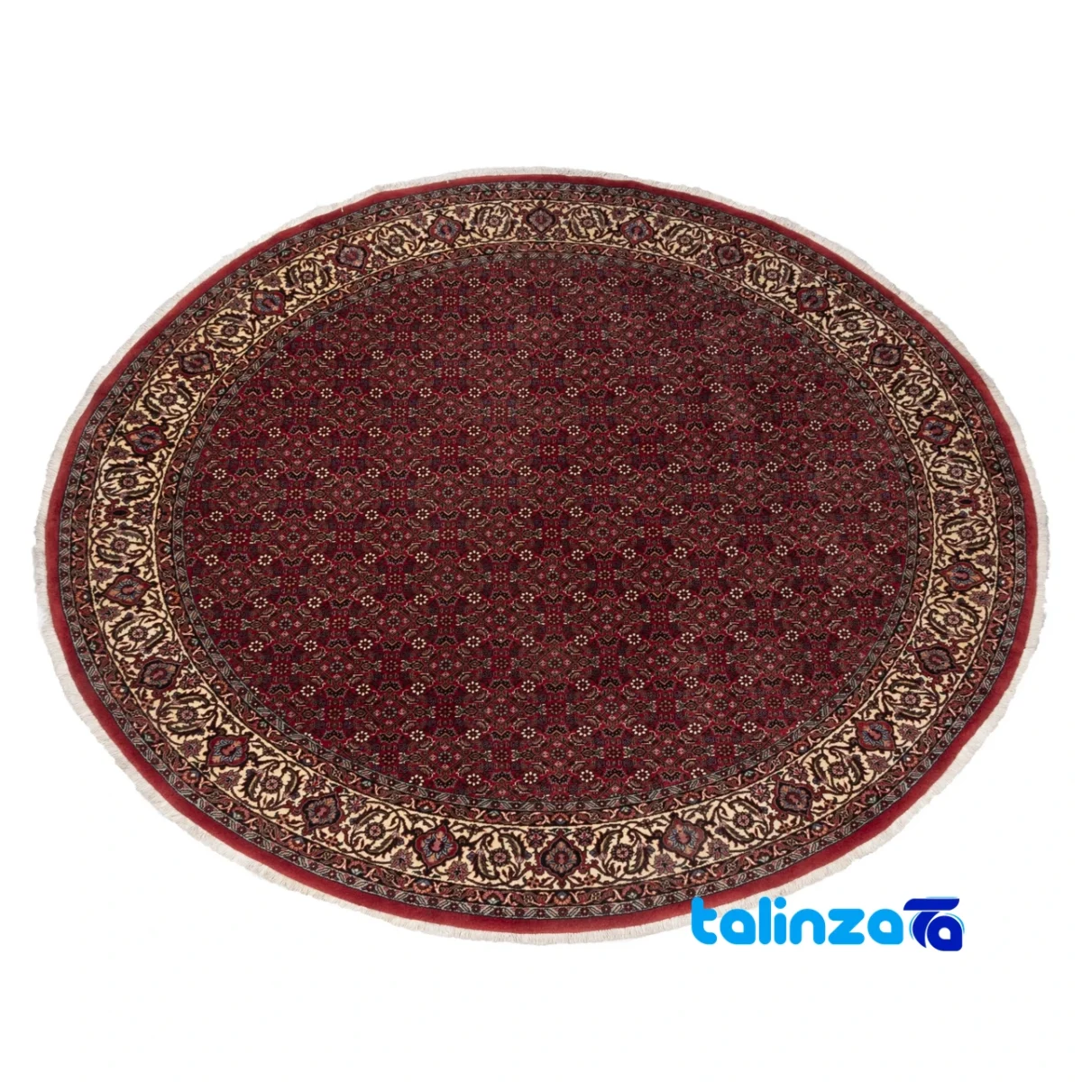 Si Persia Handwoven Carpet Circular Design Red 204x204 cm - Weave close-up showing material and craftsmanship