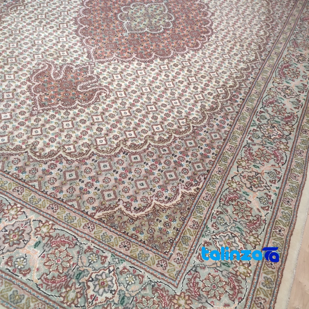 Weave close-up of Handwoven Fish Design Carpet AA material and craftsmanship
