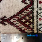 Turkmen Handwoven Carpet Silk Pile Cream Hand wash only texture close-up (Detail view)