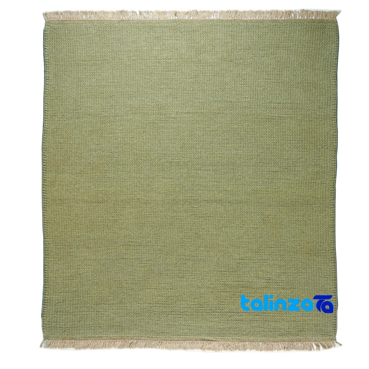 Moroccan Handwoven Rug Green material and craftsmanship (Weave close-up)