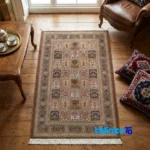Bakayi Handwoven Rug Rectangular Coffee Design Hand wash pile texture close-up (Detail view)