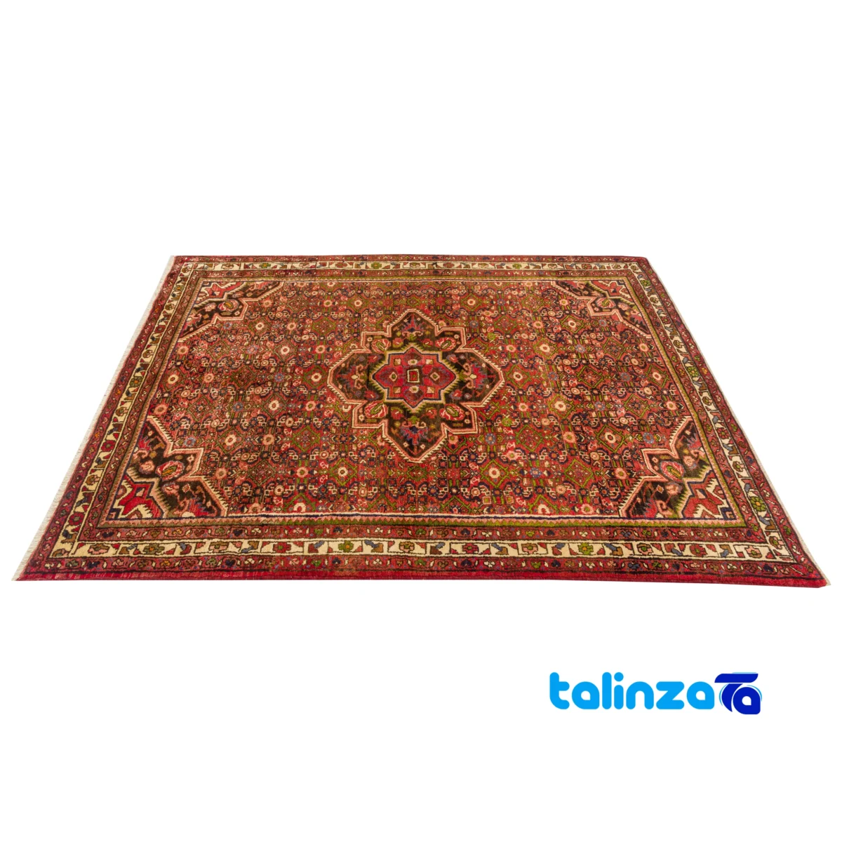 Handwoven Hamadan Area Rug Traditional Design - Weave close-up showing material and craftsmanship
