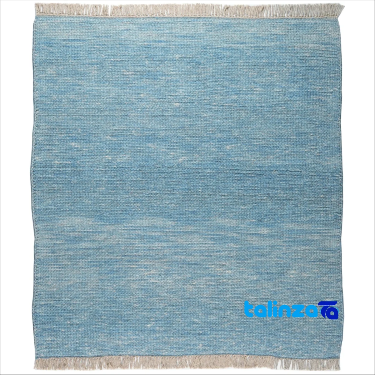 Detail view of Persian Handmade Moroccan Style Rug Blue pile texture close-up