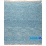 Detail view of Persian Handmade Moroccan Style Rug Blue pile texture close-up