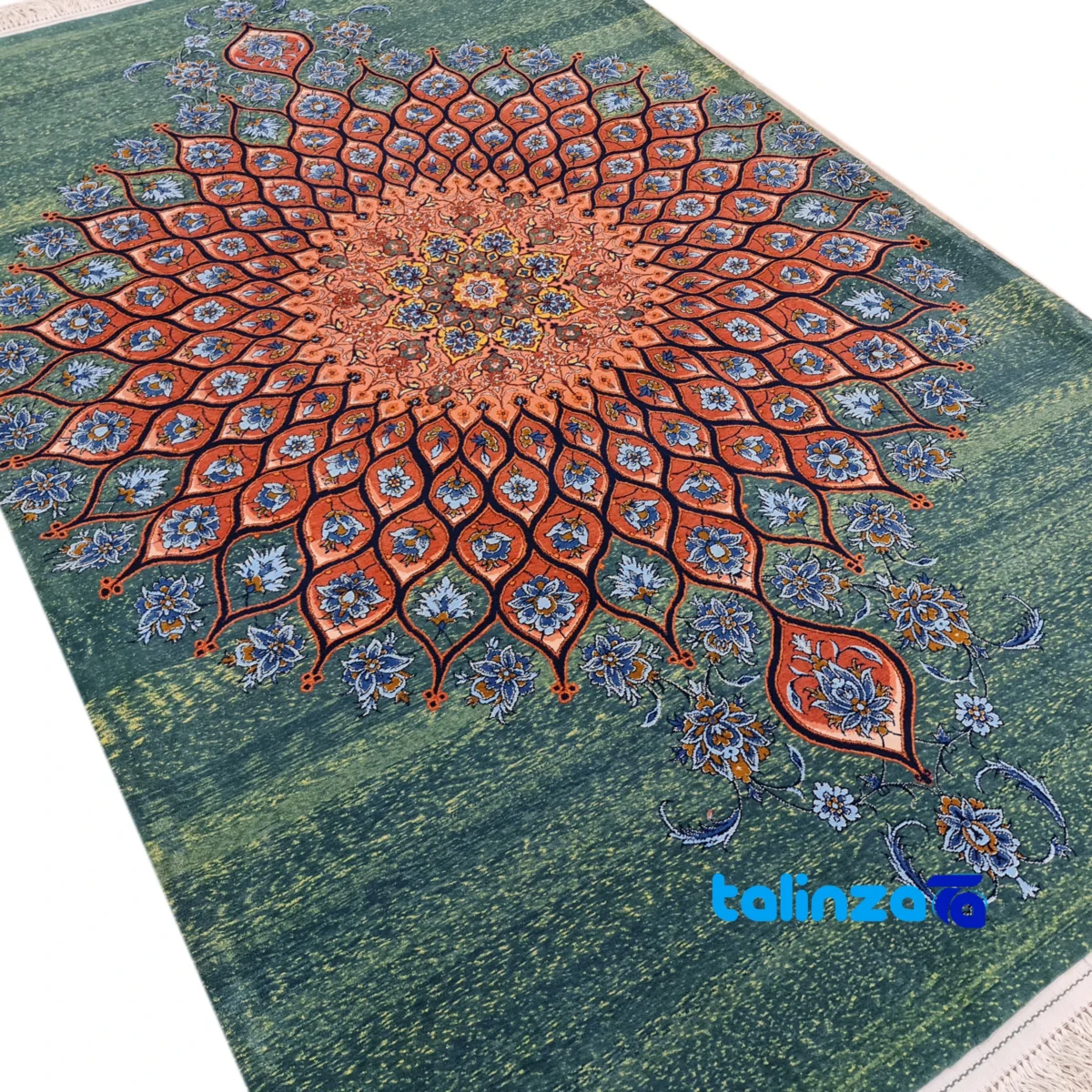 Weave close-up of Isfahan Handwoven Rug Elegant Design material and craftsmanship