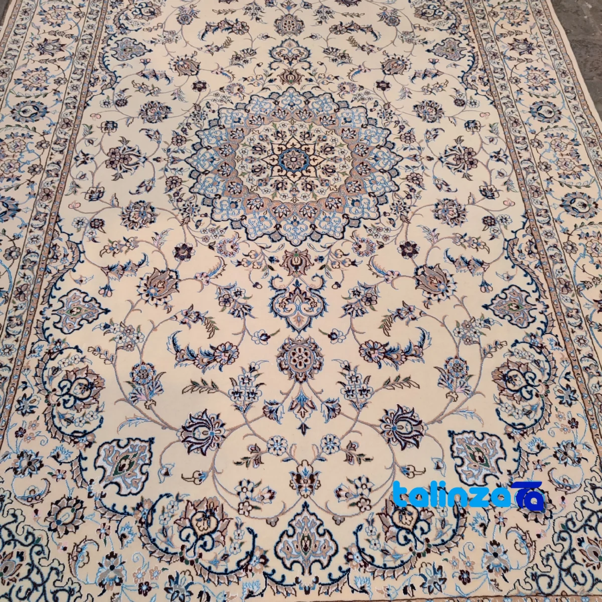 Detail view of Nain Handwoven Carpet Design D pile texture close-up