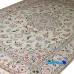 Nain Handwoven Rug Latchak Design Cream material and craftsmanship (Weave close-up)
