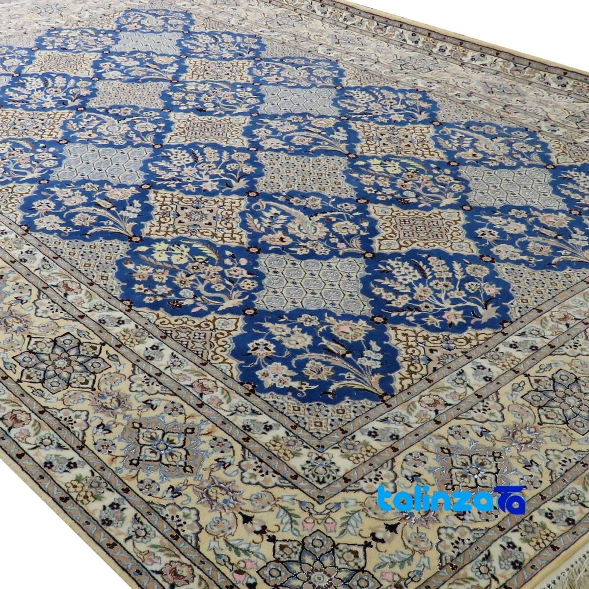 Nain Handwoven Rug Floral Design - Detail view showing pile texture close-up
