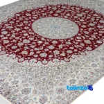 Detail view of Nain Handwoven Rug 7. with Traditional Design pile texture close-up