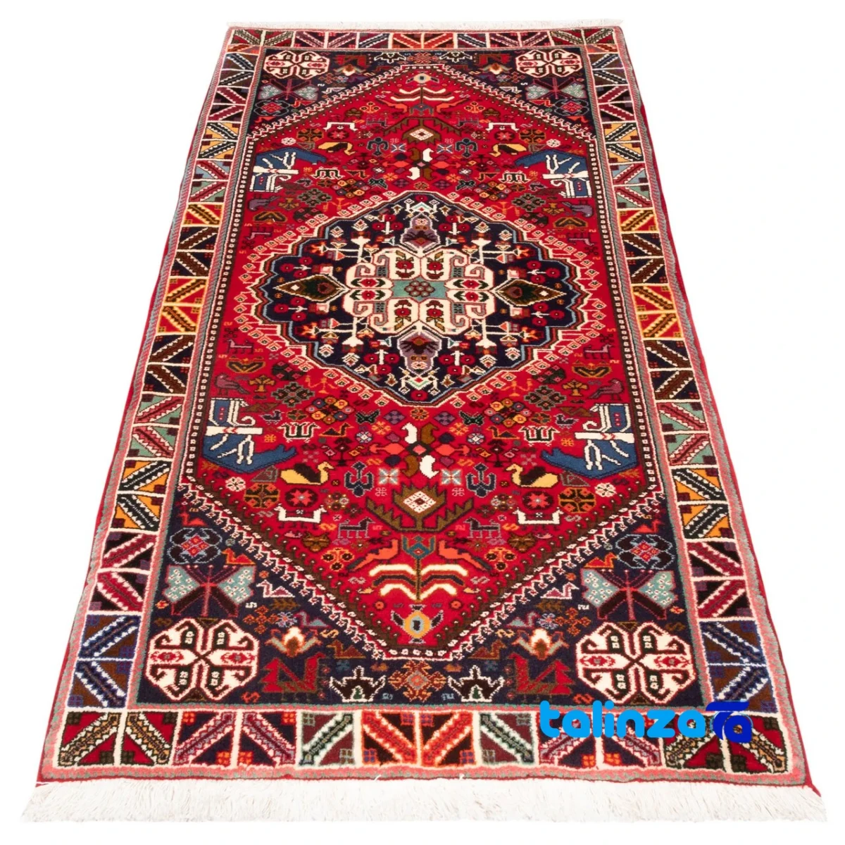 Weave close-up of Si Persia Handwoven Runner Rug Luxurious Red material and craftsmanship