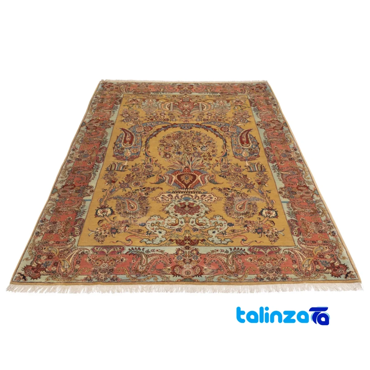 C Persia Handwoven Rug Elegant Floral Design - Detail view showing pile texture close-up