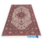 Weave close-up of C Persia Handwoven Area Rug Elegant Cream Design material and craftsmanship