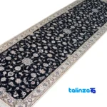 Nain Handwoven Area Rug Floral Design Navy Hand washable pile texture close-up (Detail view)