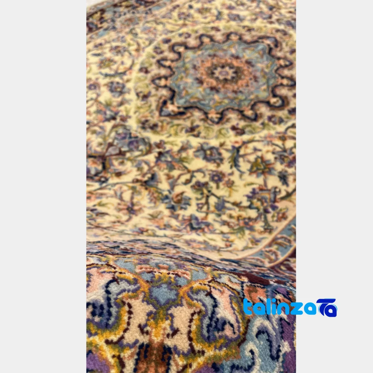 Detail view of NKP Handwoven Area Rug Wheat Colorful Design pile texture close-up