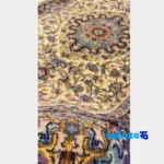 Detail view of NKP Handwoven Area Rug Wheat Colorful Design pile texture close-up