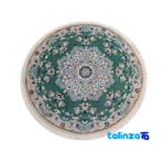 Nain Handwoven Round Rug Green material and craftsmanship (Weave close-up)