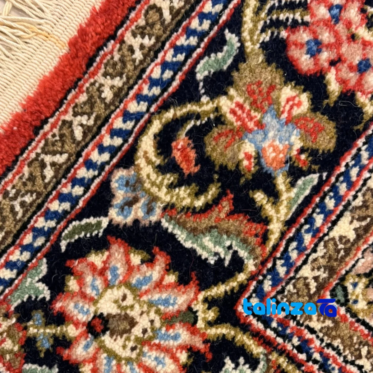Handwoven Persian Rug NKP.RJ5 Red material and craftsmanship (Weave close-up)