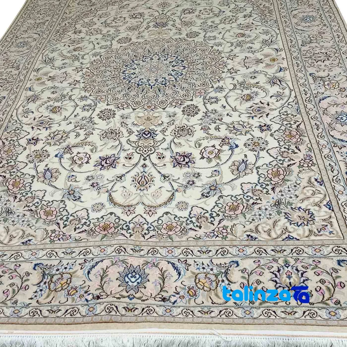 Nain Handwoven Carpet Lajak Toranj Design - Weave close-up showing material and craftsmanship