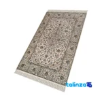 Kashan Handmade Rug Cream Rectangular Design - Detail view showing pile texture close-up