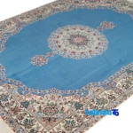 Detail view of Nain Handwoven Rug Simple Design Blue pile texture close-up