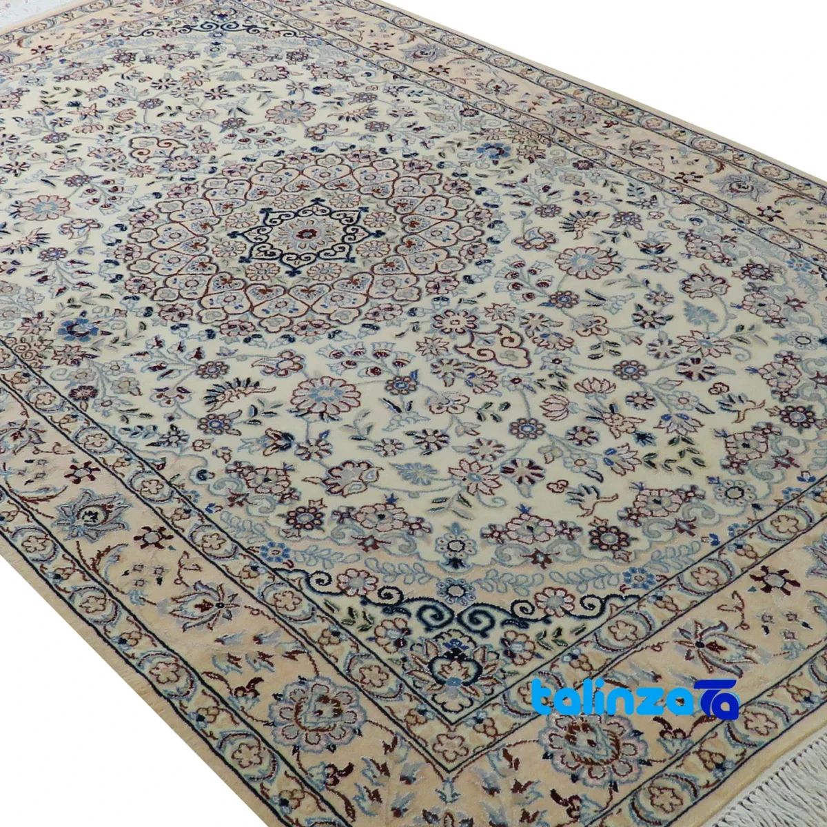 Nain Handwoven Area Rug Traditional Design Cream material and craftsmanship (Weave close-up)