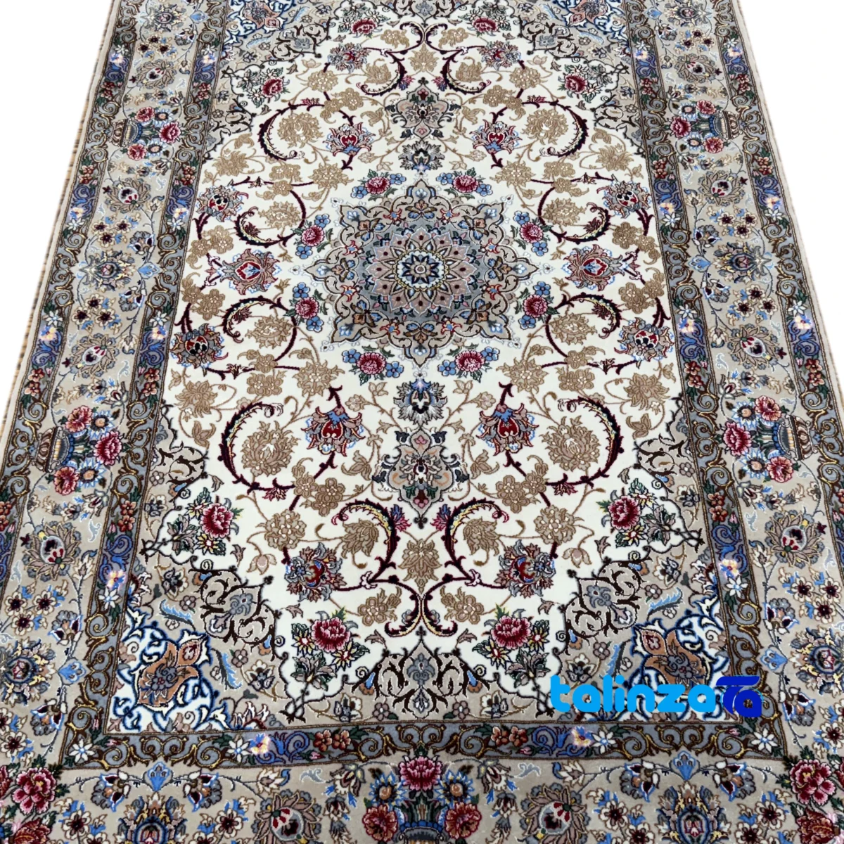 Aftin Handwoven Carpet Isfahan Model Hand wash only material and craftsmanship (Weave close-up)