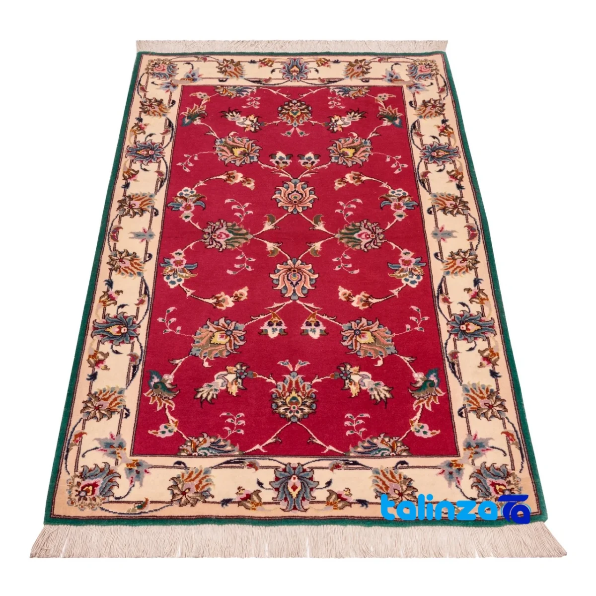 Persia Handwoven Carpet Red Luxurious Design material and craftsmanship (Weave close-up)
