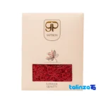 Packaging view of GP Saffron Negin Threads 55. label details and pack finish