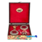 Packaging view of Eliseh Sorkh Saffron Giftset Mortar Teapot Gift label details and pack finish