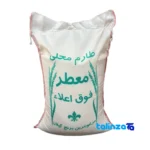 Detail view of Gilan Rice Aromatic Tarom White nuts close-up texture