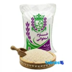 Detail view of Shahi Rice Tarami Organic Fereydunkenar Triple sieved grain close-up