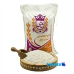 Detail view of Tarom Hashemi Rice Organic Three sievings grain close-up