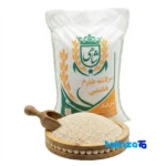 Detail view of Shahi Rice Hashemi Tarom Premium Three sieving passes grain close-up
