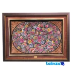 Detail view of Handmade Carpet Wall Art Floral Bird Design pile texture close-up