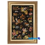 Detail view of C Persia Handwoven Tapestry Hunting Scene pile texture close-up