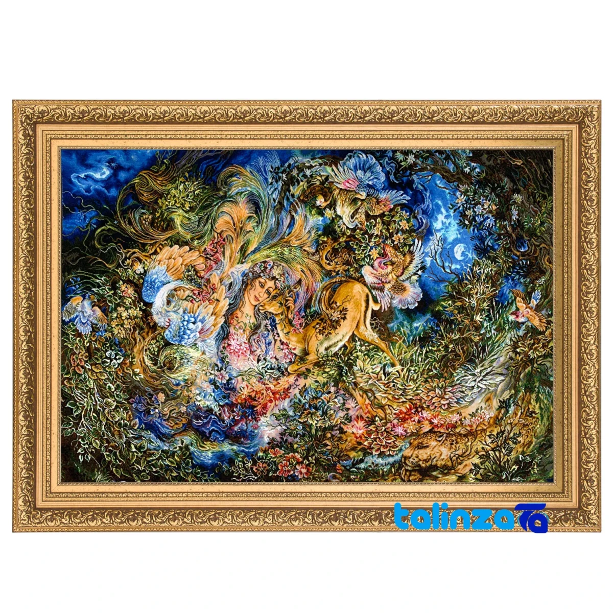 Detail view of Hasti Brand Handwoven Miniature Tapestry Art pile texture close-up