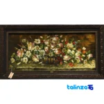 Detail view of Handmade Carpet Wall Art Floral Design pile texture close-up