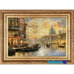 Detail view of Mirnazami Handwoven Tapestry Venice Scene pile texture close-up