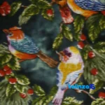 Detail view of Handmade Carpet Wall Art Floral Design pile texture close-up