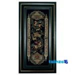 Detail view of Handwoven Carpet Wall Art Hunting Scene pile texture close-up