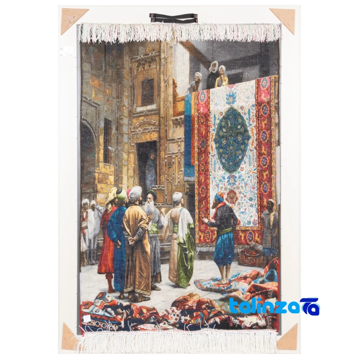 Detail view of C Persia Handwoven Carpet Wall Art Cairo Market pile texture close-up