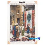 Detail view of C Persia Handwoven Carpet Wall Art Cairo Market pile texture close-up