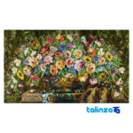 Detail view of Mirnazami Handwoven Tapestry Flower Design Framed pile texture close-up