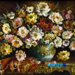 Back view of Handmade Carpet Wall Art Floral Design rear fit and finish