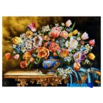 Detail view of Mirnazami Handwoven Tapestry Floral Design with Frame pile texture close-up