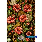 Detail view of Handmade Carpet Wall Art Floral Design pile texture close-up
