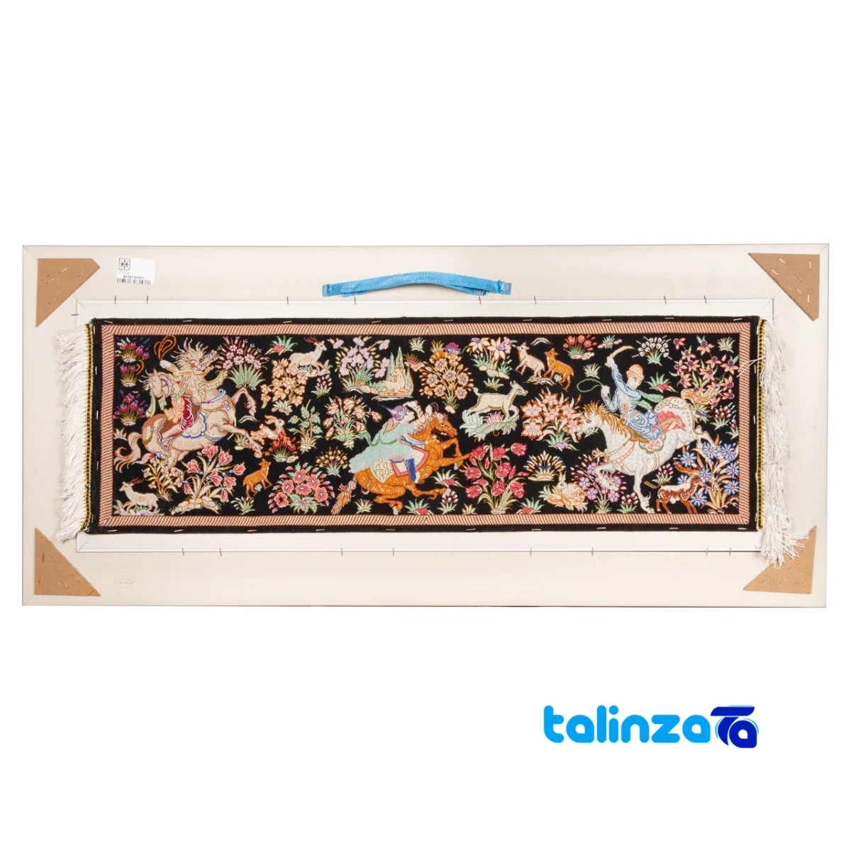Detail view of Si Persia Handwoven Carpet Tapestry Hunting Scene pile texture close-up