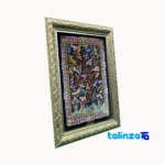Detail view of Komeh Handwoven Carpet Wall Art Bird Design pile texture close-up