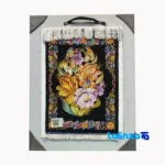 Detail view of Handmade Carpet Wall Art Floral Design pile texture close-up